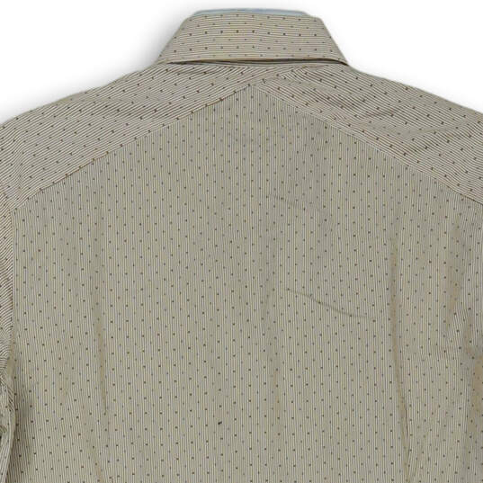 Mens Tan Dotted Spread Collar Long Sleeve Casual Button-Up Shirt Size Small image number 4