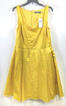 Lauren Ralph Lauren Women Yellow A-Line Dress Sz 16