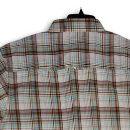 NWT Mens Brown Plaid Spread Collar Short Sleeve Button-Up Shirt Size 2X