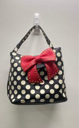 Betsey Johnson Polka Dot Stripe Bow Shoulder Tote Bag