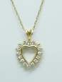 14K Yellow Gold CZ Open Heart Pendant Necklace 1.8g image number 1