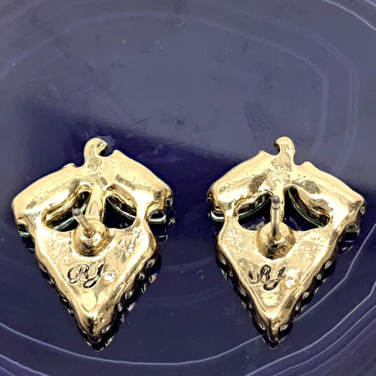 Designer Betsey Johnson Gold-Tone Grape Vine Rhinestone Stud Earrings image number 3