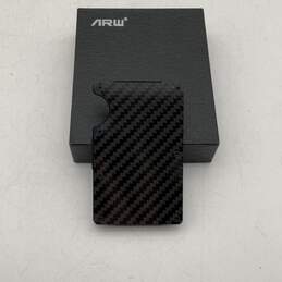NWT ARW Mens Black Credit Card Holder Carbon Fiber Mini Wallet With Box alternative image