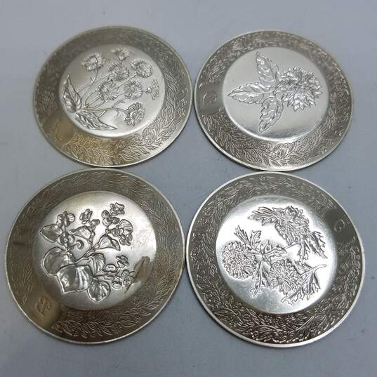 Franklin Mint Alphabet Sterling Silver Floral Design Miniature Plates A, B, C, D 4pcs. 42.7g image number 6