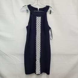 NWT Eliza J WM's Navy Blue Halter Neck Circle Eyelet Mini Dress Size 8