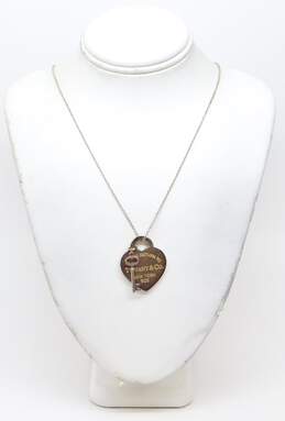 Tiffany & Co. 925 Return To Tiffany Heart Tag With Key Pendant Necklace 7.2g