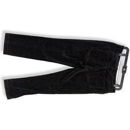 Womens Black Velvet Flat Front Pockets Straight Leg Cropped Pants Size 4 alternative image