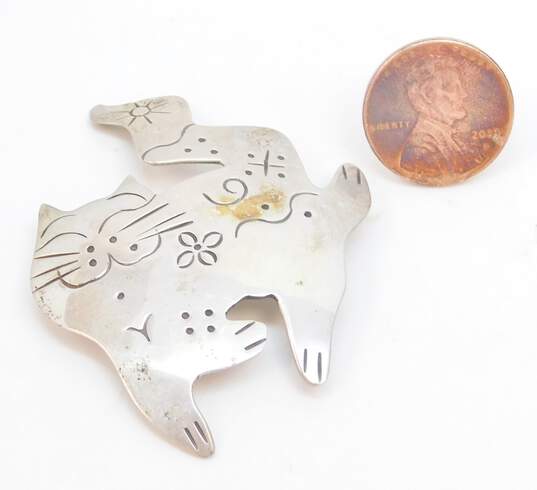 Taxco Mexico 925 Stamped Kitten Cat Abstract Kitschy Brooch 13.8g image number 3