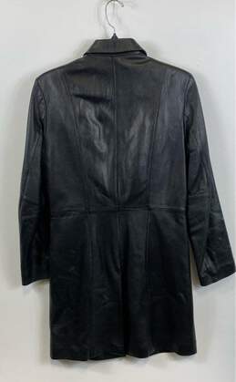 Wilsons Leather Womens Black Leather Notch Collared Long Trench Coat Size Small alternative image