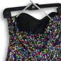 NWT Womens Silver Multicolor Sequins Sweetheart Neck Strapless Mini Dress Size L image number 4