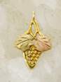 10K Yellow & Rose Gold Grapes Etched Leaves & Vines Pendant 1.2g image number 3