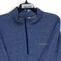 Mens Blue Ribbed Long Sleeve Mock Neck 1/4 Zip Pullover Sweatshirt Size XL image number 3