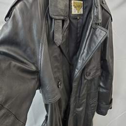 Black Leather Phase 2 Trench Coat Size S alternative image