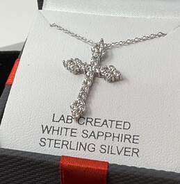 White Sapphire Sterling Silver Cross Necklace.