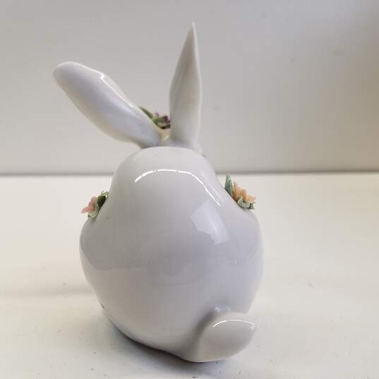 Lladro Porcelain Sculpture Attentive Floral Rabbit Figurine image number 3