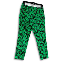 Womens Green Black Palm Tree Print Flat Front Slim Fit Ankle Pants Size 4 alternative image