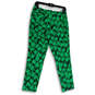 Womens Green Black Palm Tree Print Flat Front Slim Fit Ankle Pants Size 4 image number 2