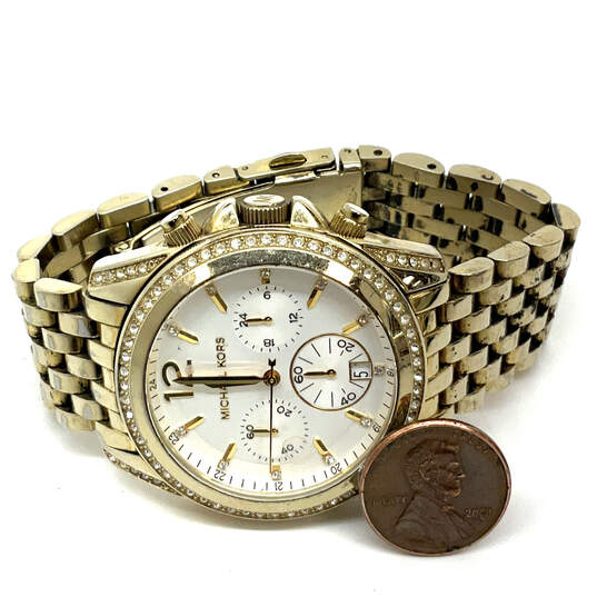 Designer Michael Kors MK5835 Gold-Tone Round Dial Analog Wristwatch image number 1