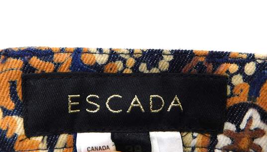 Escada Paisley Brown Printed Denim Straight Leg Women's Pants Size 38 with COA image number 11