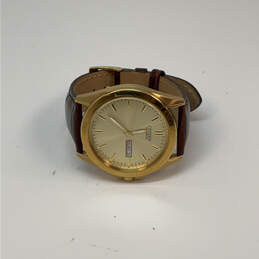 Designer Citizen Gold-Tone Brown Leather Strap Round Dial Analog Wristwatch alternative image