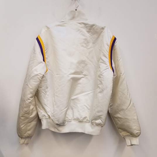 Vintage YOUTH Starter Jacket L.A. Lakers White Satin Sz. XL image number 2