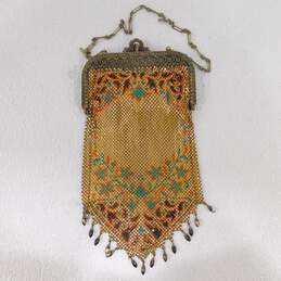 Antique Mandalian Mfg. Co. Art Deco Enameled Metal Mesh Flapper Handbag Purse alternative image