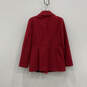 Womens Red Long Sleeve Collared Double-Breasted Pea Coat Size Small image number 2