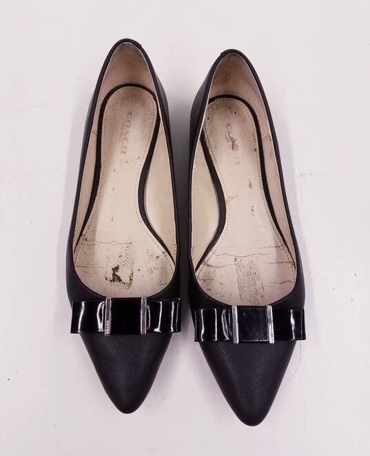 Coach Warwick Bow Pointed Toe Flats Black 6 image number 8