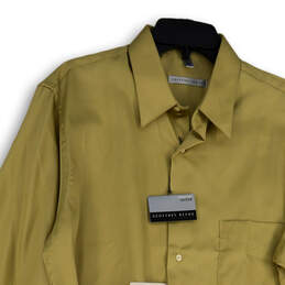 NWT Mens Gold Sateen Wrinkle Free Long Sleeve Collared Button-Up Shirt Sz L