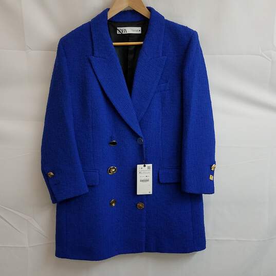 Zara Blue Textured Blazer Size XL image number 1