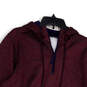 Mens Red Blue Striped Long Sleeve Hooded Pockets Pullover Hoodie Size Large image number 3