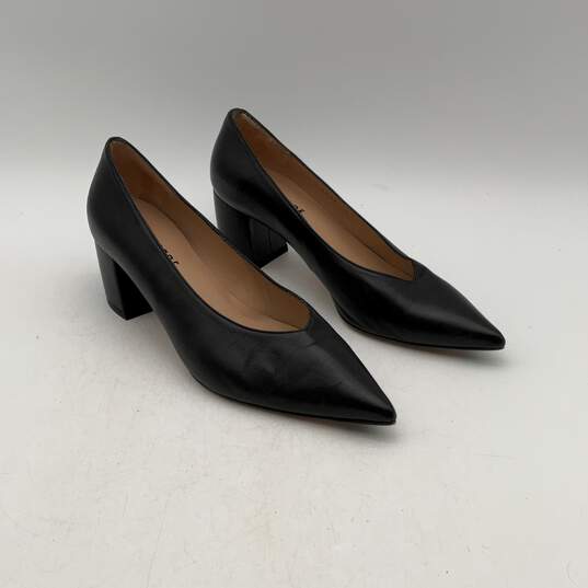 Jon Josef Womens Black Leather Pointed Toe Slip On Pump Heel Size 8 image number 1