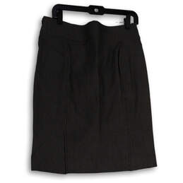 Womens Gray Flat Front Elastic Waist Pull-On Straight & Pencil Skirt Size 10 alternative image