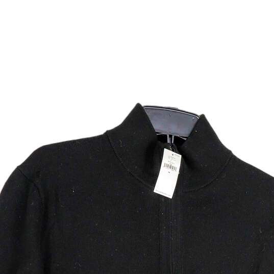 NWT Mens Black Merino Wool Long Sleeve 1/4 Zip Pullover Sweater Size M image number 3