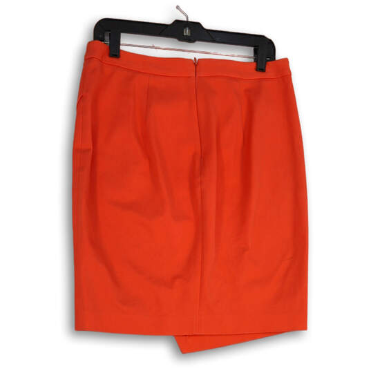 Womens Orange Flat Front Back Zip Wrap Skirt Size 6 image number 2