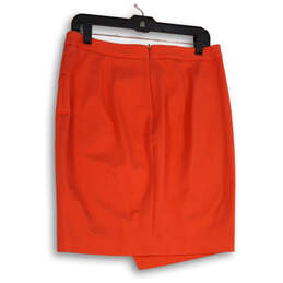 Womens Orange Flat Front Back Zip Wrap Skirt Size 6 alternative image
