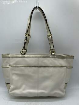 Coach Womens Beige And Gold Leather Double Handles Tote Handbag With Tag alternative image