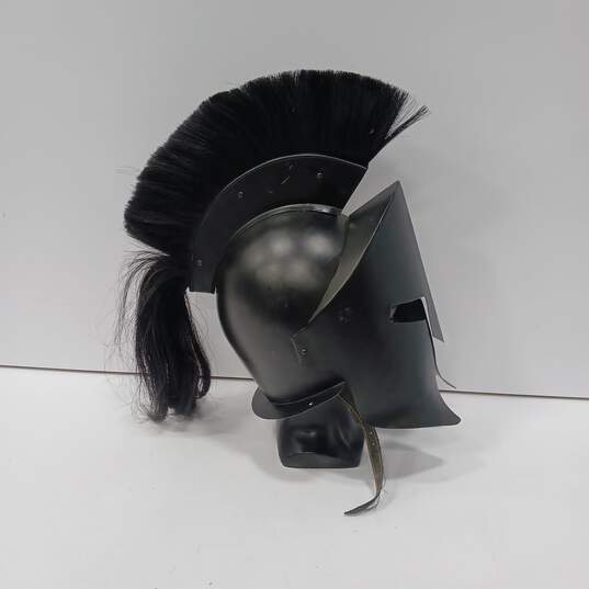 Greek Spartan Black Steel Helmet image number 2