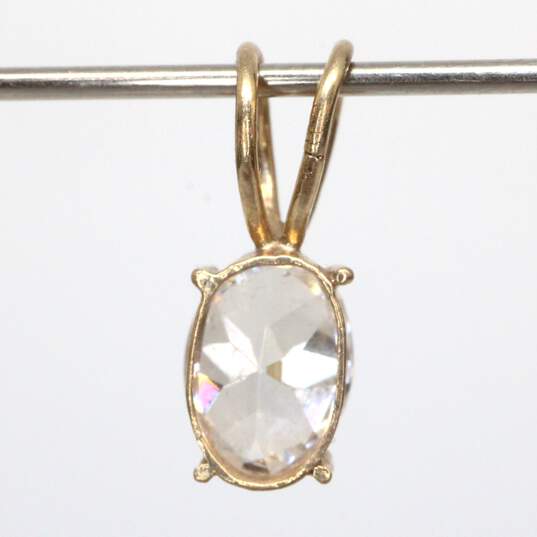 10K Yellow Gold Cubic Zirconia Oval Pendant - 0.6g image number 2