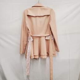 Blue Angel WM's Double Breasted Beige & White Lace Belt Trench Jacket Size M alternative image