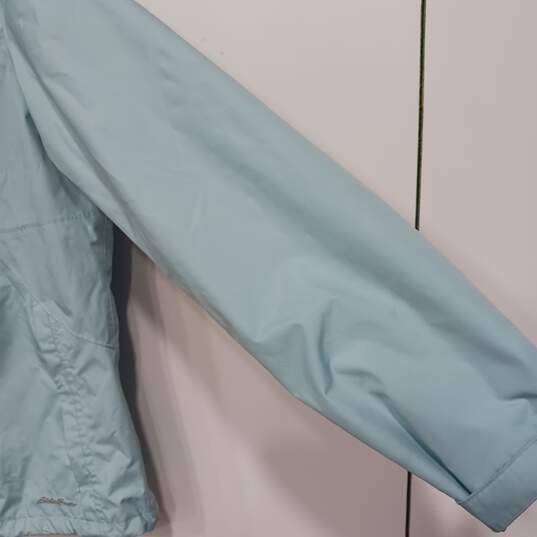 Eddie Bauer Women's Light Blue WeatherEdge Hooded Rain Jacket (Size L) image number 2