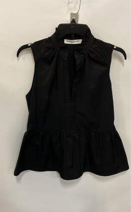 Amanda Uprichard Womens Black Sleeveless Split Neck Blouse Top Size Medium