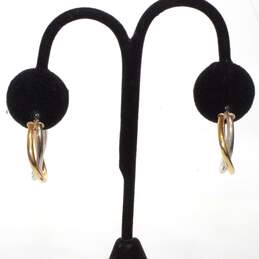 14K Yellow & White Gold Twisted Hoop Earrings alternative image