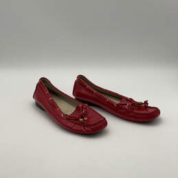Womens Red Leather Moc Toe Eyelets Slip-On Moccasins Flats Size 9 alternative image