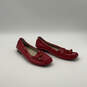 Womens Red Leather Moc Toe Eyelets Slip-On Moccasins Flats Size 9 image number 2