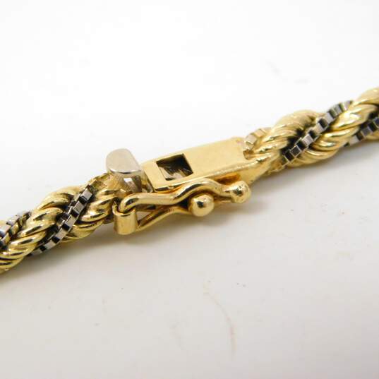 Fancy 14k Two Tone Gold Twisted Rope Chain Bracelet 10.4g image number 3