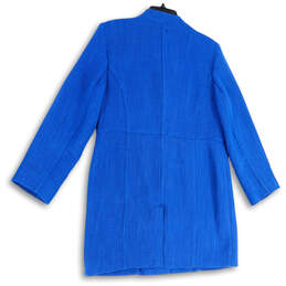 Womens Blue Long Sleeve Pockets Regular Fit Button Front Overcoat Size 1 alternative image