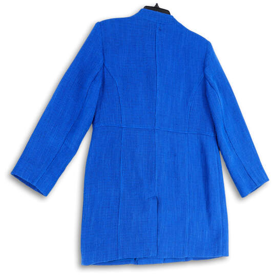Womens Blue Long Sleeve Pockets Regular Fit Button Front Overcoat Size 1 image number 2