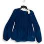 NWT A New Day Womens Blue Round Neck Long Sleeve Back Keyhole Blouse Top Size XL image number 1