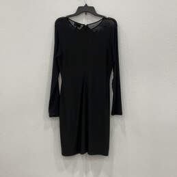 Womens Black Long Sleeve Round Neck Back Zip Sheath Dress Size Medium